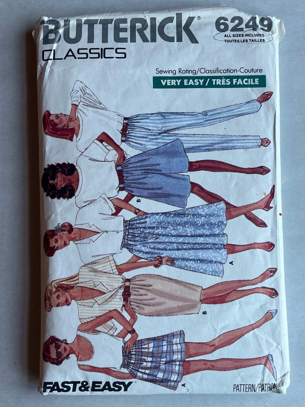 Vintage Butterick 6249 Misses Pants, Shorts, & Skirt Sewing Pattern Sz:S,M,L,XL